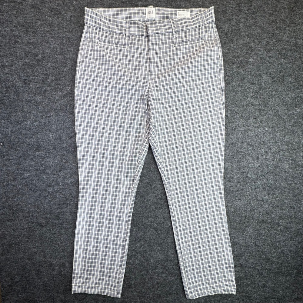 Gap‎ Signature Skinny Ankle Pants Womens 2 Blue White Plaid Check Stretch Dress